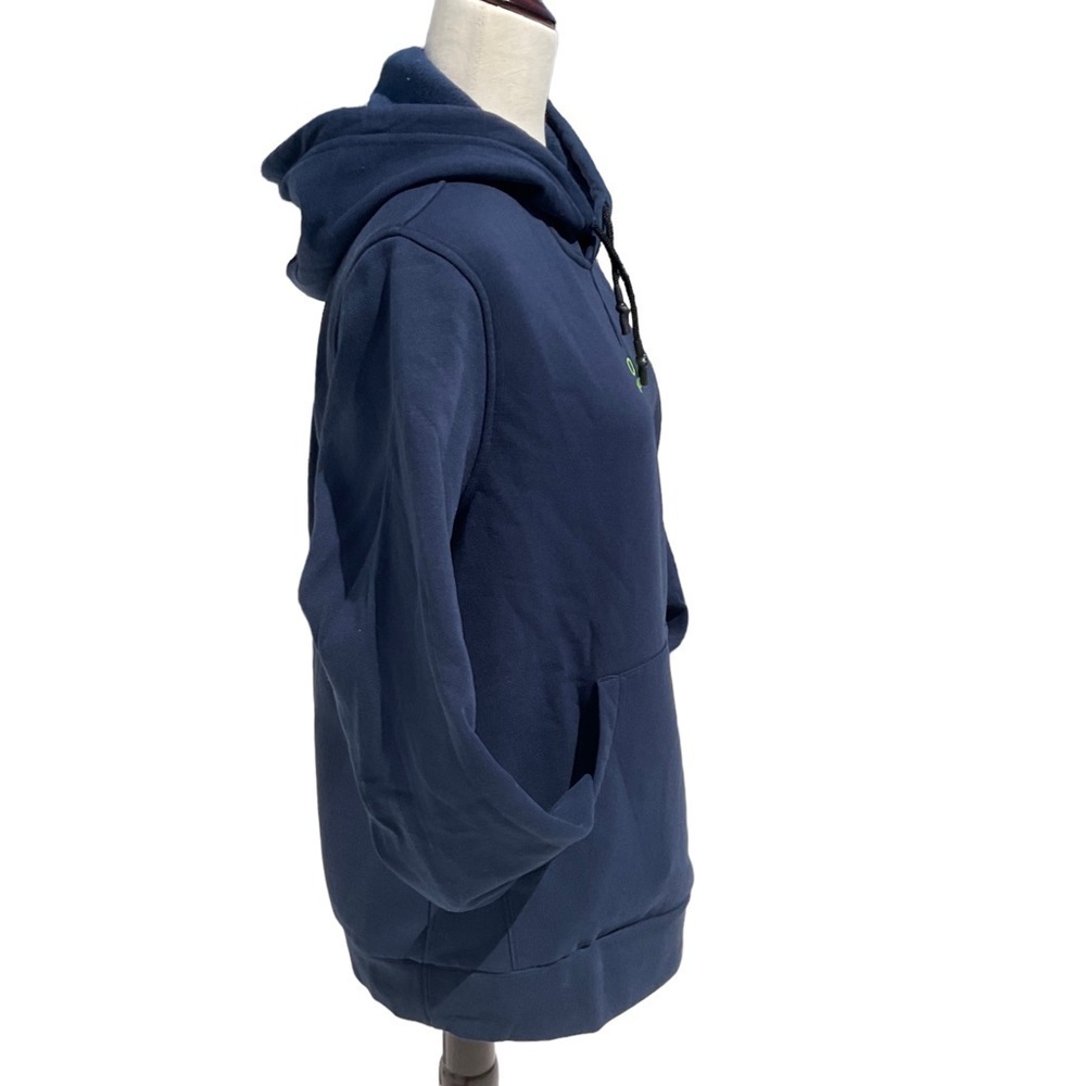 Men's Blue Oakley Kangaroo Pocket Neon Green Logo Casual Classic Comfy Hoodie - Picture 4 of 12